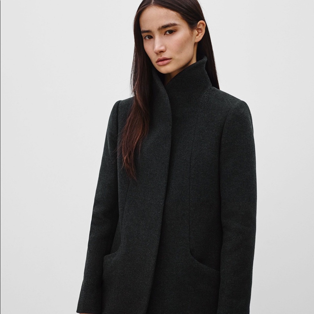 Aritzia Black Cocoon Coat, Wool-Cashmere